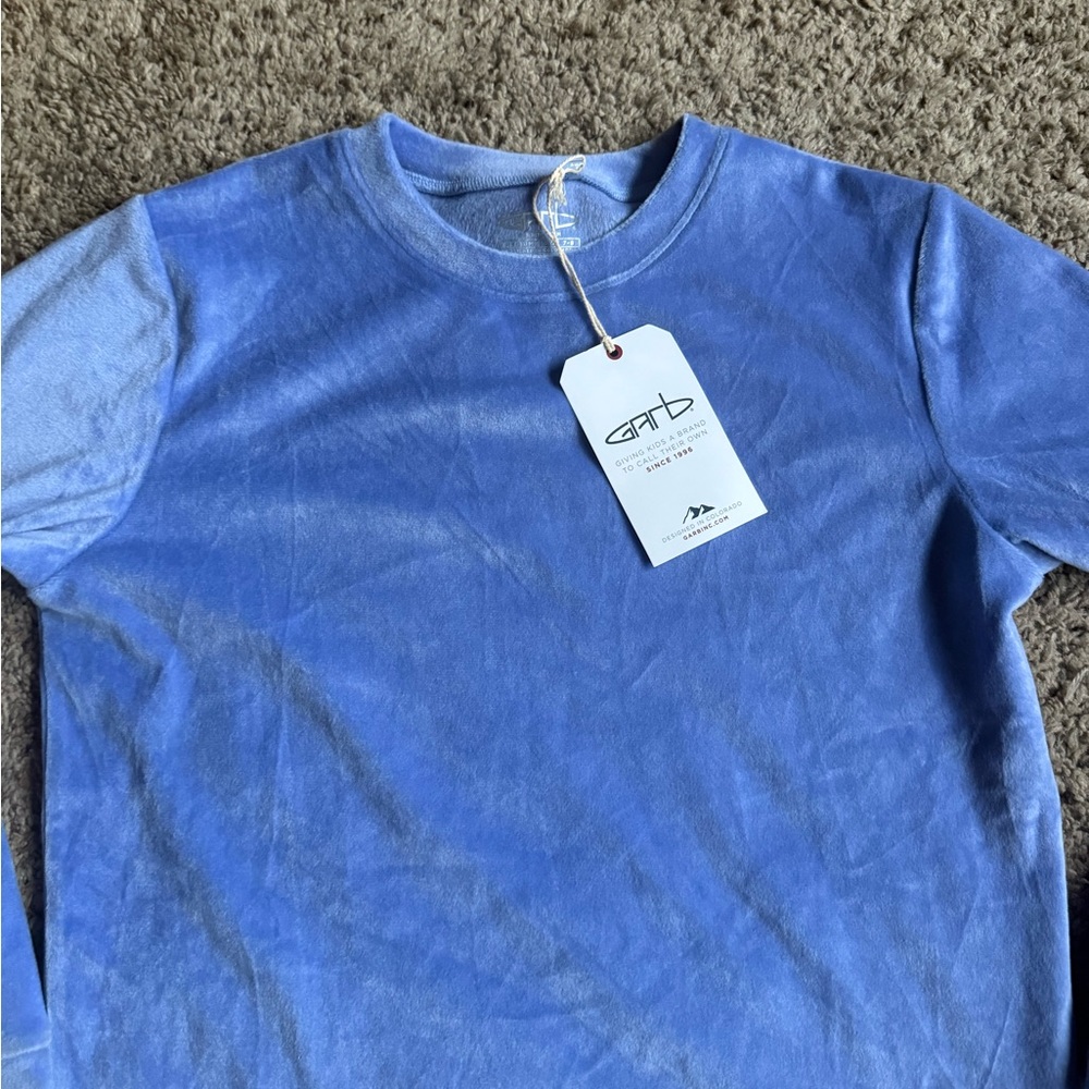 New Garb Golf Pullover SweatShirt Youth Medium Blue Velour